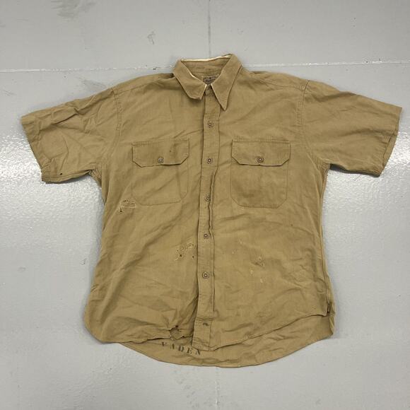 Vintage 50s Regulation Sanforized Military Tan Shirt - Picture 1 of 4